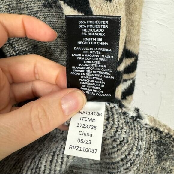 Frye Tan Black Aztec Southwestern Print Cardigan Sweater Womens M Duster Long - Picture 7 of 9